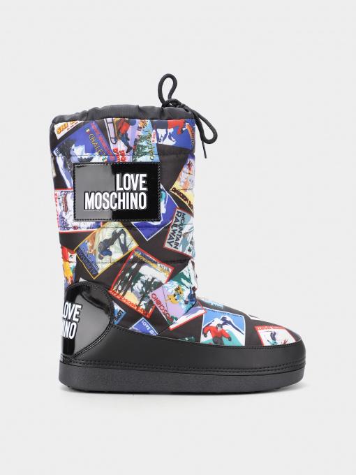 Чоботи дутики Love Moschino модель 1211203_чорний комб. Фото