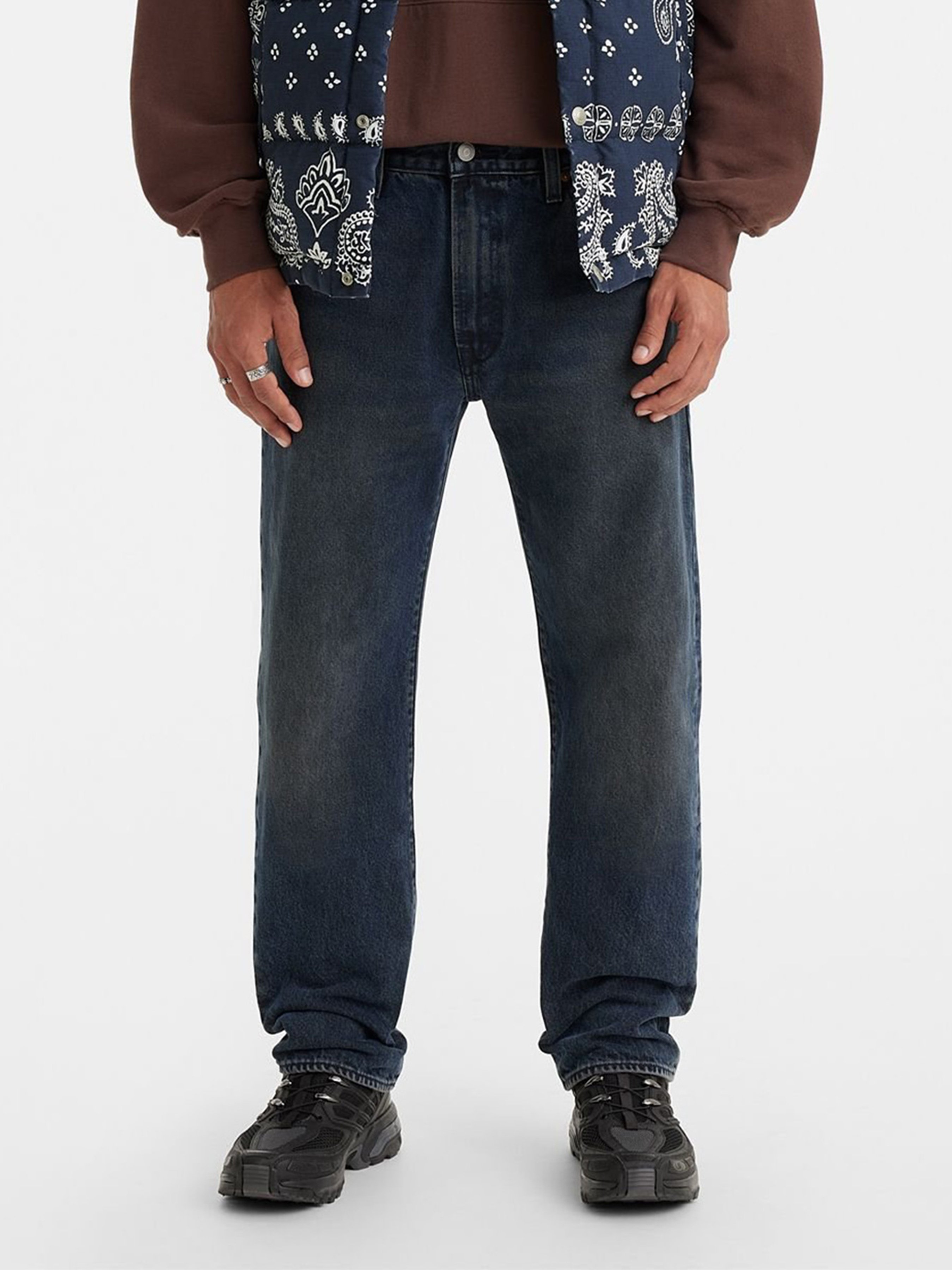 Бавовняні Чоловічі Прямі джинси Levi's 551z Authentic Straight (LVC185) колір темно-синій