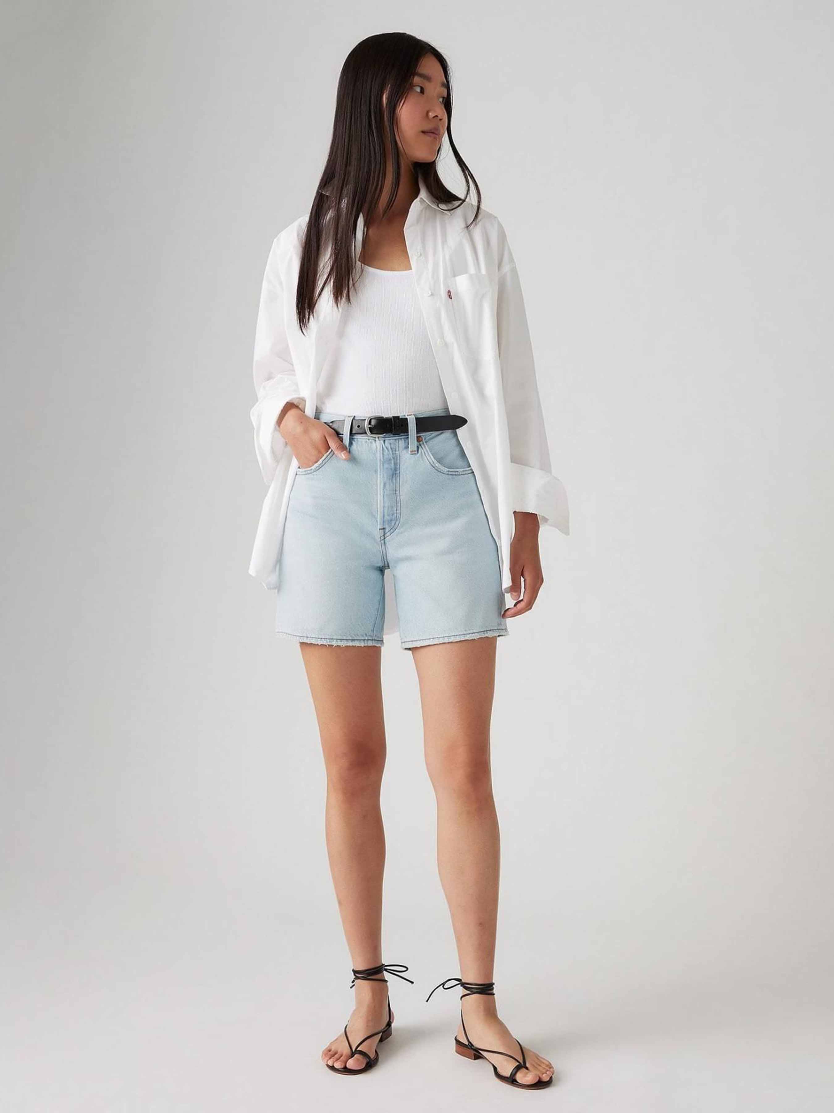 Бавовняні Жіночі Джинсові шорти Levi's  (LVC464) колір світло-синій Levi's - купити в Україні