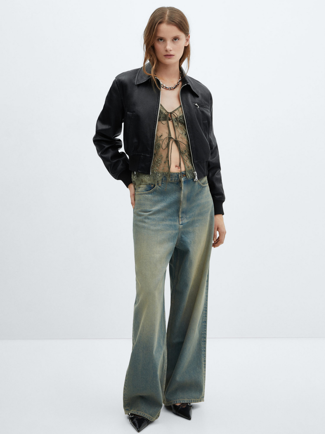 Шкіряна куртка MANGO Phibi модель 67054790_99 Фото