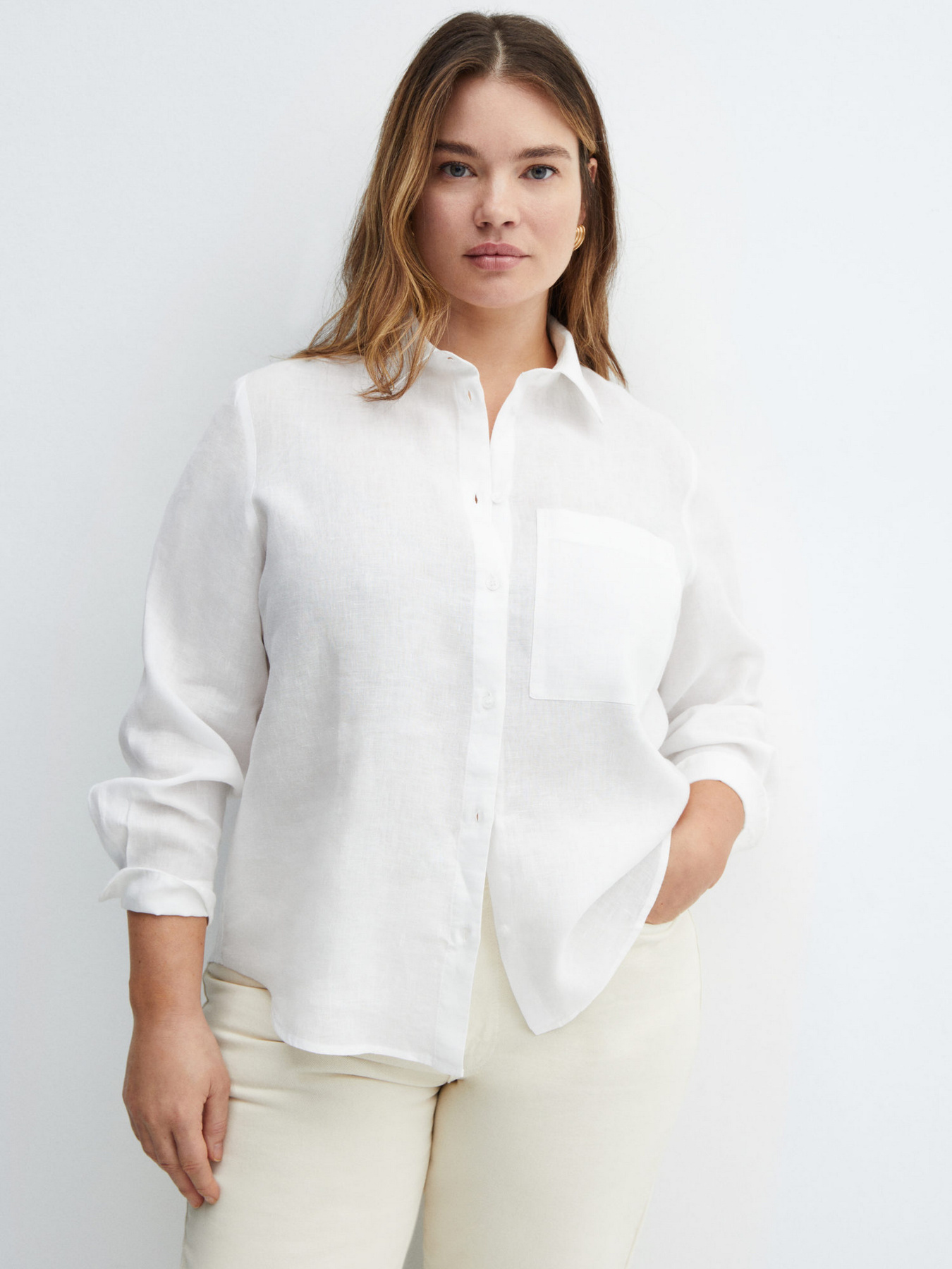 Рубашка повседневная MANGO Lino модель 67085722_2 Фото