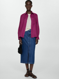 Рубашка MANGO Lino модель 67085722_88 Фото