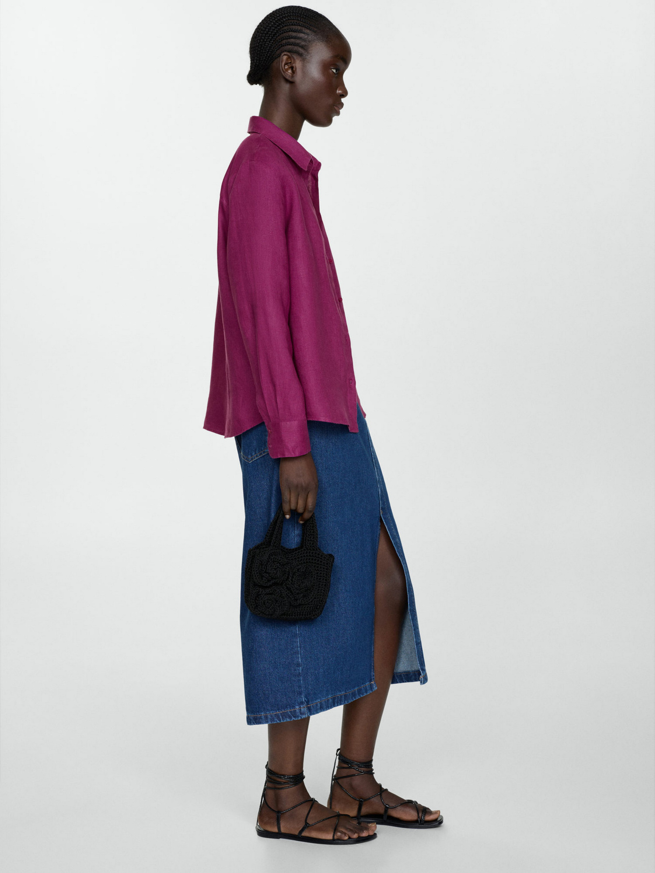 Сорочка повсякденна MANGO Lino модель 67085722_88 Фото