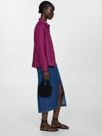 Сорочка повсякденна MANGO Lino модель 67085722_88 Фото