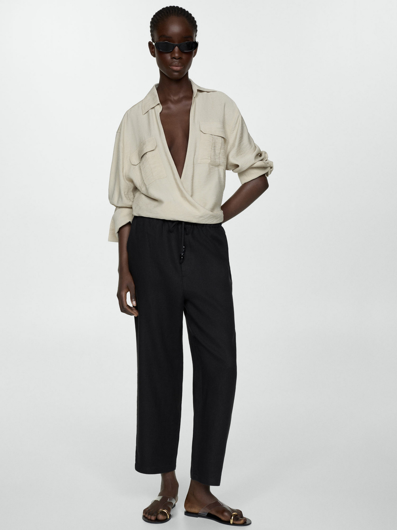 Повсякденні штани MANGO Linen модель 67075724_99 Повсякденні штани MANGO Linen модель 67075724_99 Фото