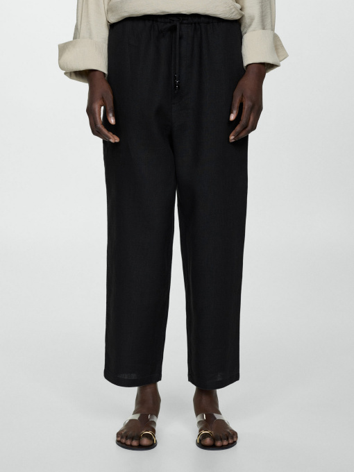 Повсякденні штани MANGO Linen модель 67075724_99 Фото