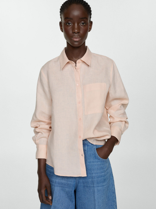 Сорочка повсякденна MANGO Lino модель 67085722_83 Фото