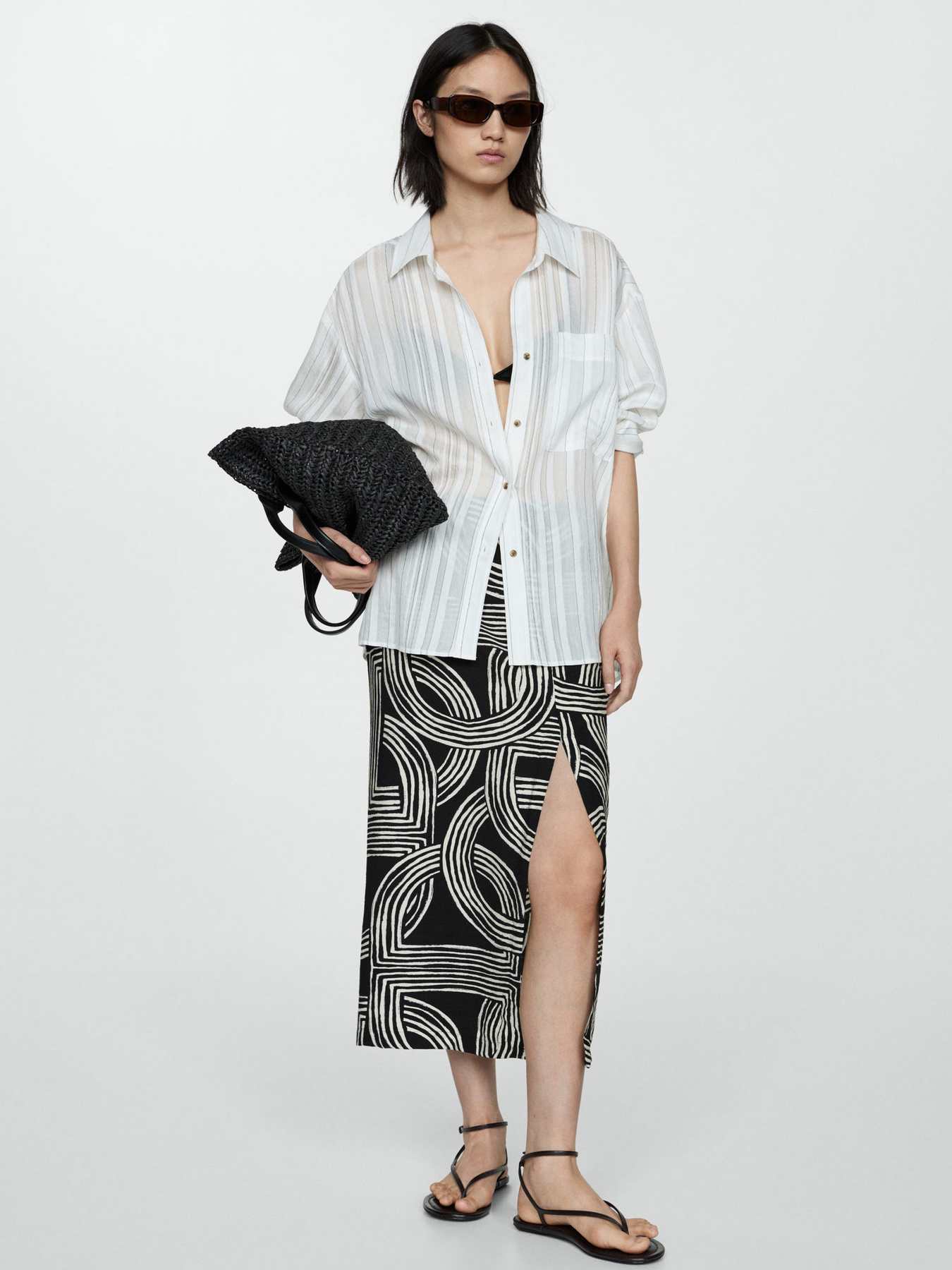 Юбка миди MANGO Hawai модель 77040349_99 Фото