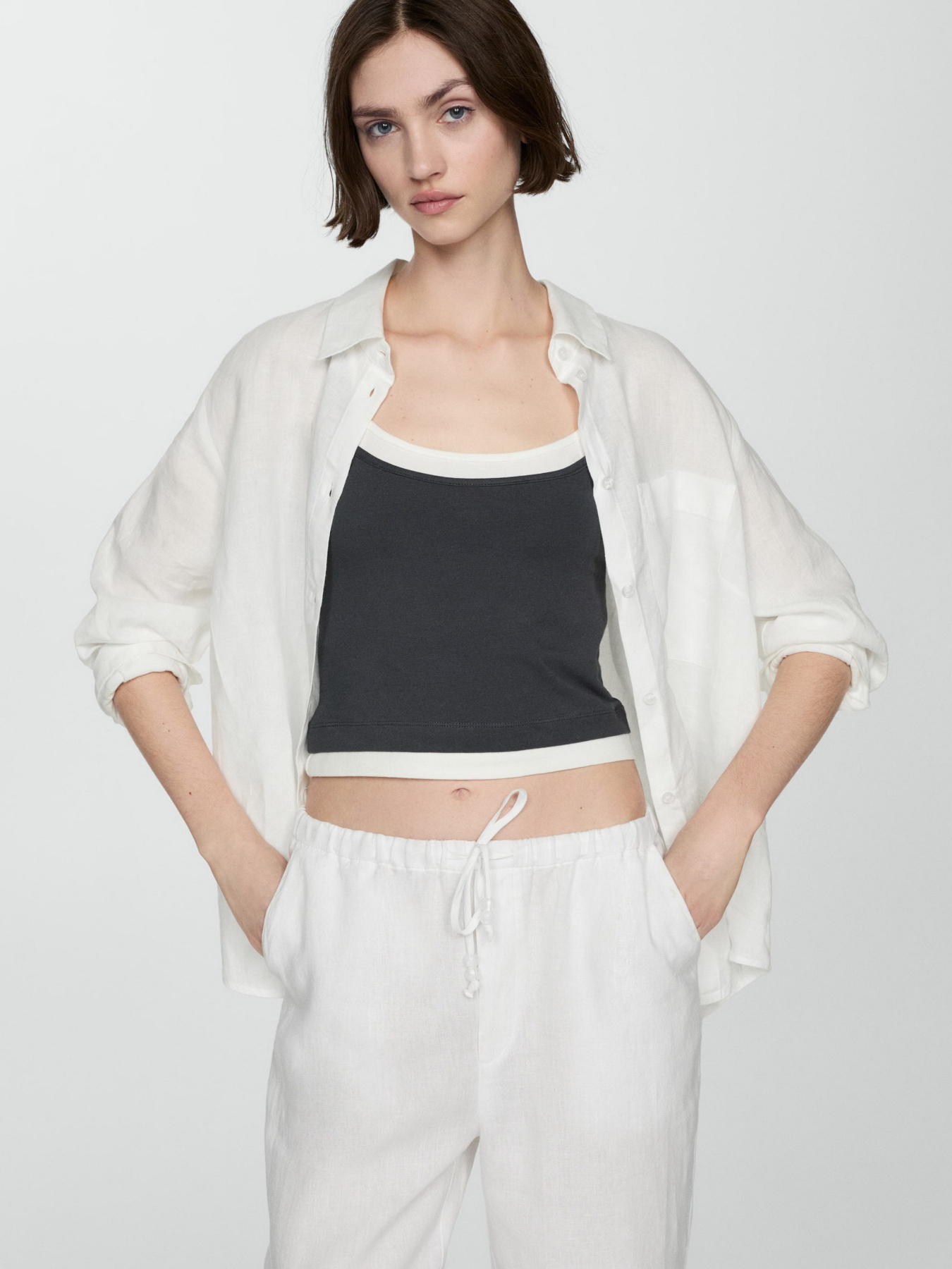 Повсякденні штани MANGO Linen модель 77050332_1 Фото