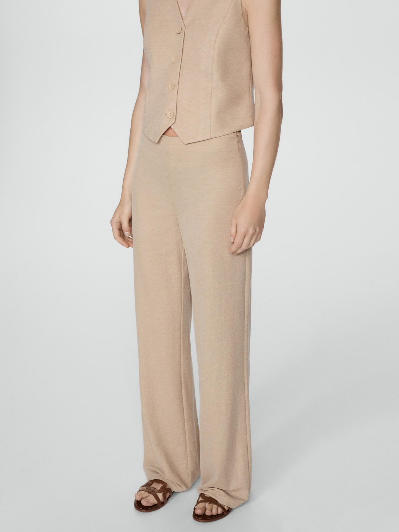 Штани палаццо MANGO Peach модель 77070361_8 Фото