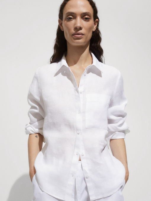 Сорочка повсякденна MANGO Lino модель 77020348_2 Фото