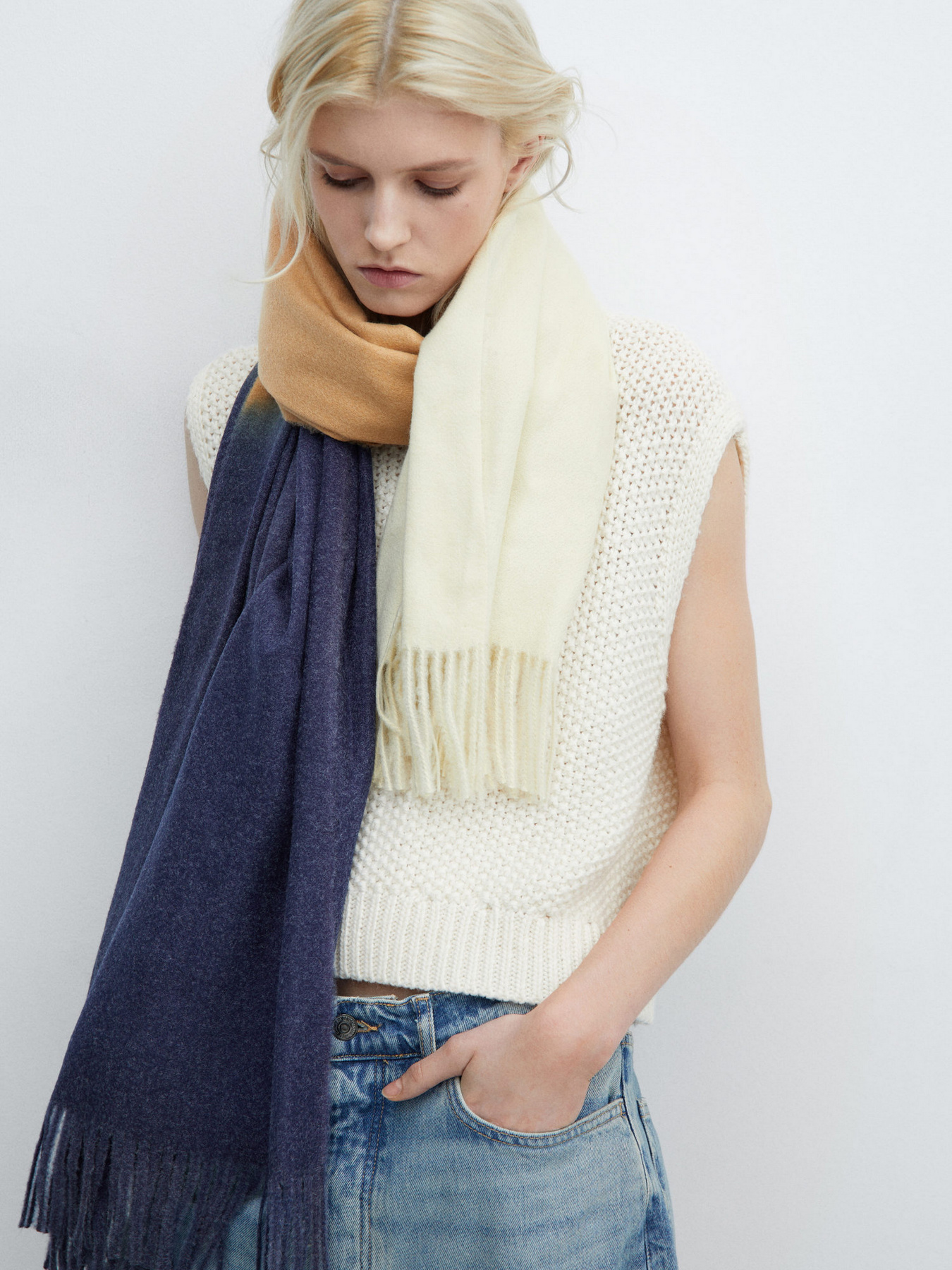 Шарф MANGO Biscuit модель 57075139_56 Фото