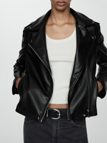 Шкіряна куртка MANGO модель 77064057_99 Фото