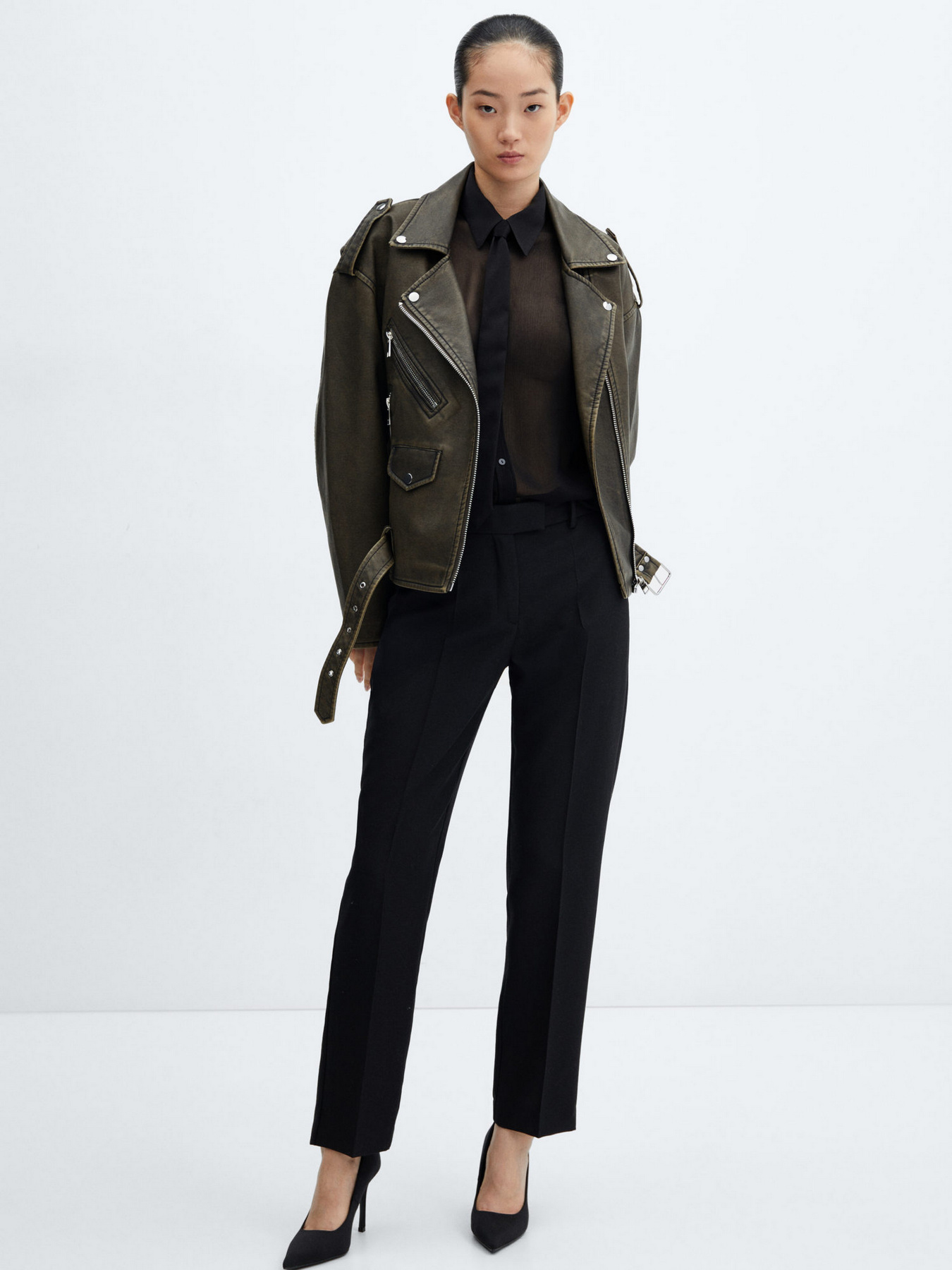 Шкіряна куртка MANGO Aurora модель 57067714_92 Фото