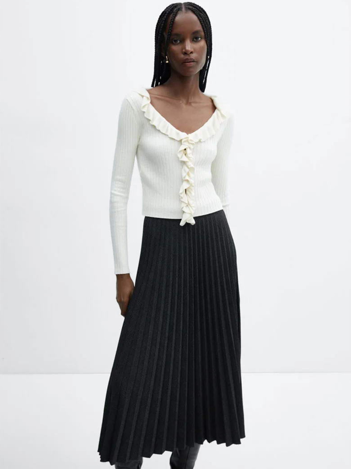 Юбка миди MANGO Pleat модель 57058271_99 Фото