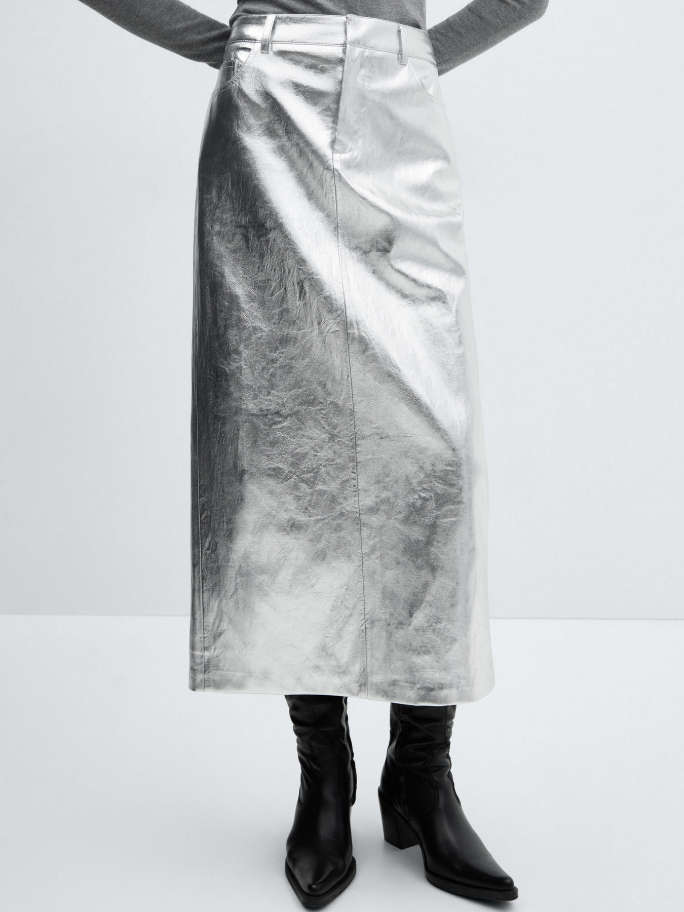 Юбка миди MANGO Silver2 модель 67051506_PL Юбка миди MANGO Silver2 модель 67051506_PL Фото