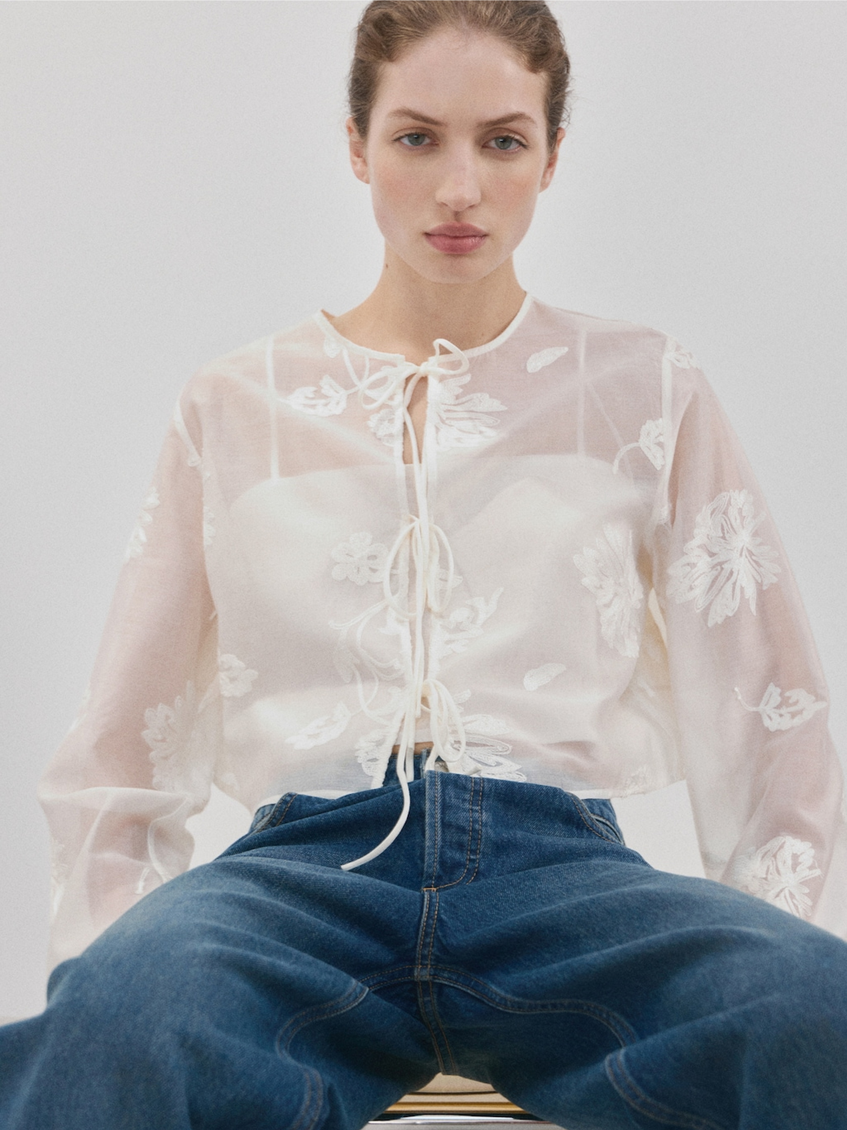 Жіноча Блуза MANGO SELENA (MNO5191) колір білий, матеріал ліоцелл