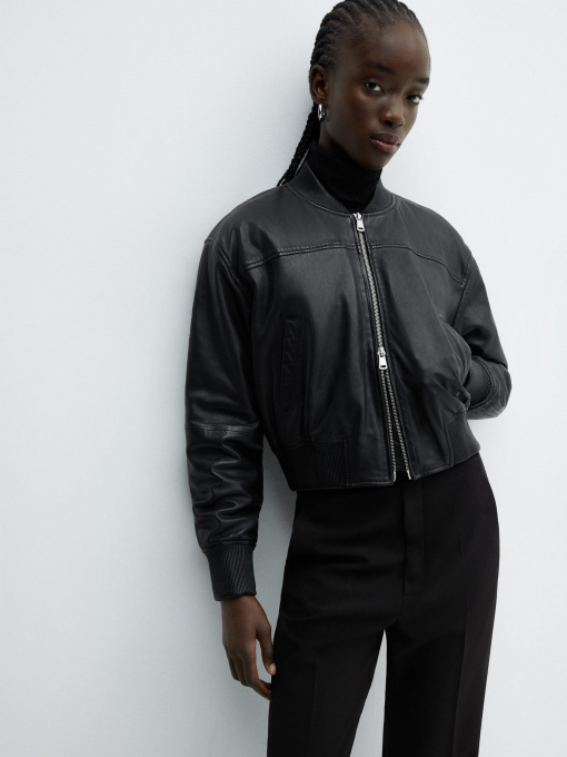 Куртка кожаная MANGO Fanta модель 67041507_99 Фото