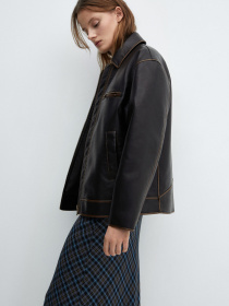 Шкіряна куртка MANGO Napoli модель 67044787_30 Шкіряна куртка MANGO Napoli модель 67044787_30 Фото