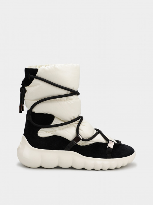 Сапоги дутики Moncler модель 12112101_білий з чорним Фото