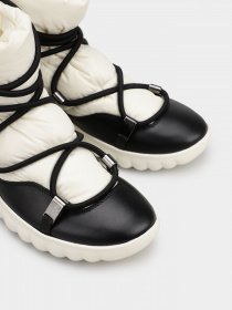 Сапоги дутики Moncler модель 12112091_білий з чорним Фото