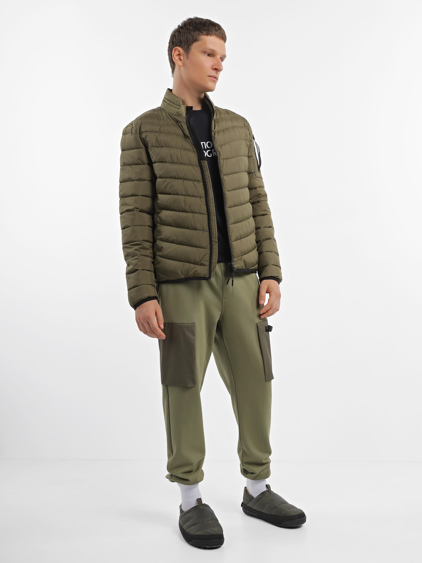 Демисезонная куртка National Geographic No Goose Puffer модель M221-01-121_оливковий Фото