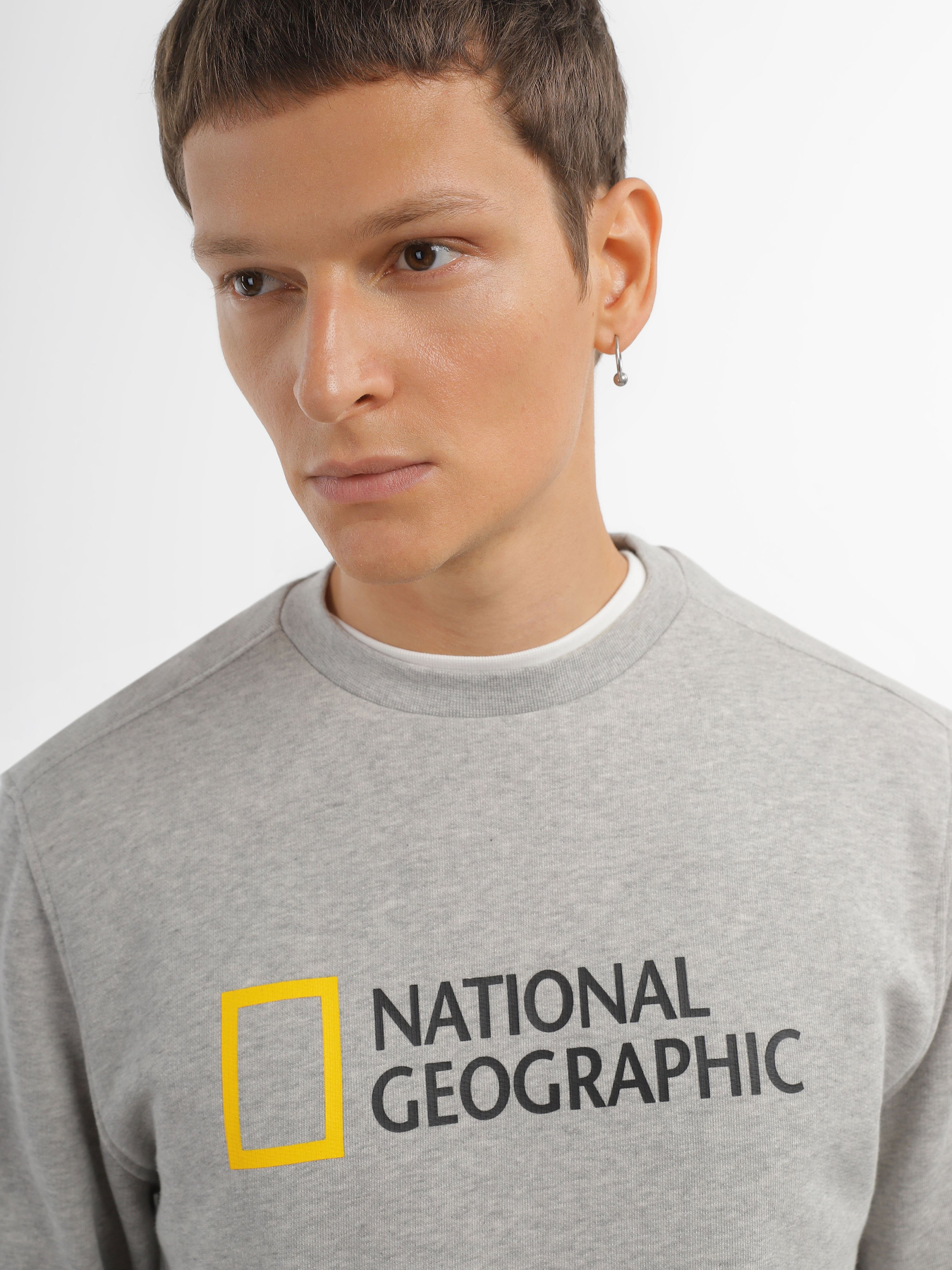 Свитшот National Geographic Foundation Big Logo Crew модель M999-02-814_сірий комб. Фото