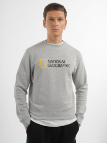 Свитшот National Geographic Foundation Big Logo Crew модель M999-02-814_сірий комб. Фото