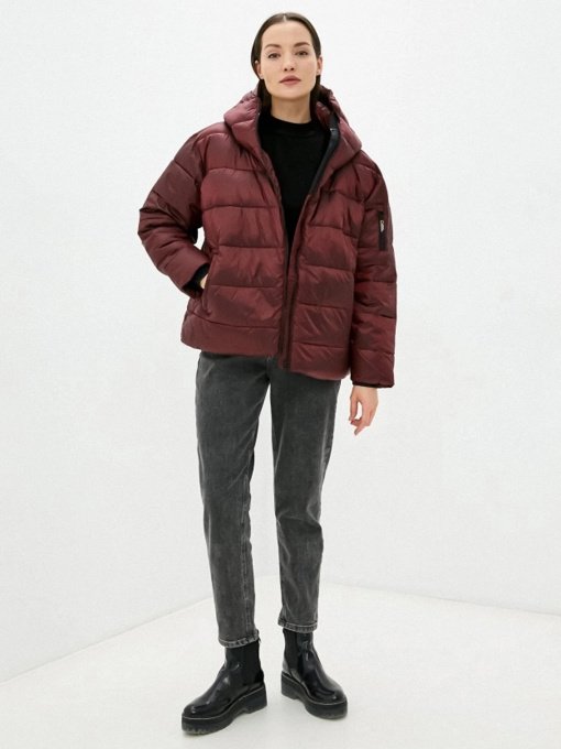 Демисезонная куртка National Geographic Re-Developed Cropped модель W121-01-606_бордовий Фото