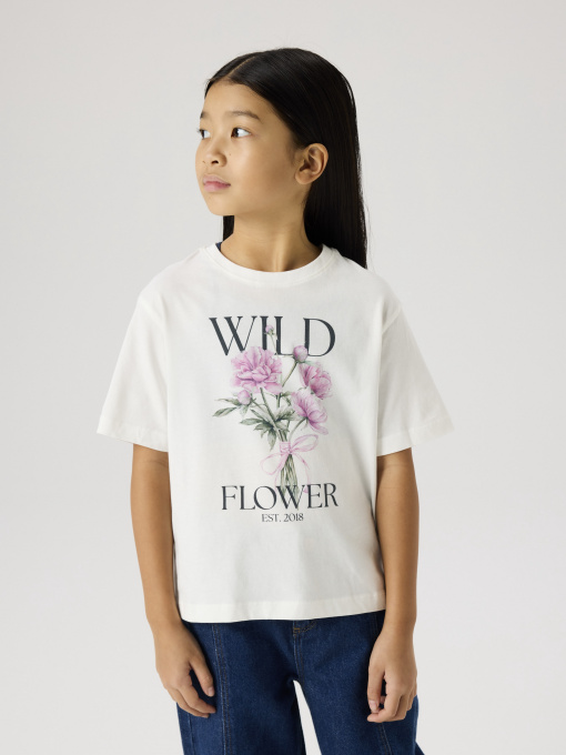 Футболки и поло Name it VOTEA SS NREG TOP модель 13239156_Cloud Dancer Wild Flower Фото