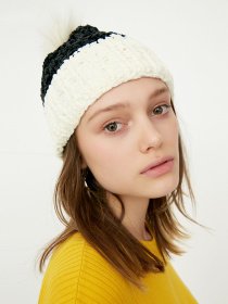 Шапка Only модель 11746F504S01_чорний з кремовим Шапка Only модель 11746F504S01_чорний з кремовим Фото