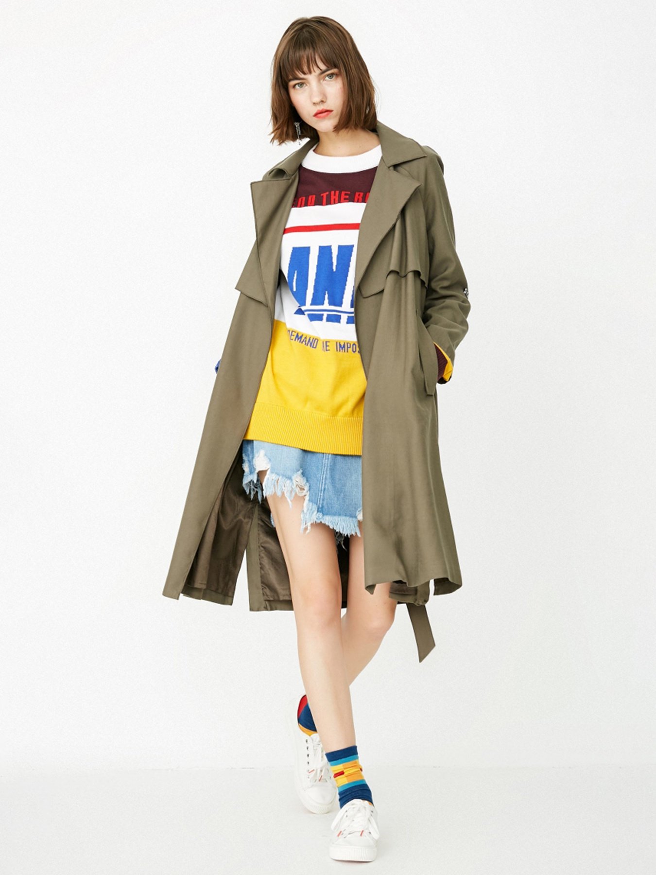 Плащ Only модель 117336528E08_т.оливковий Фото