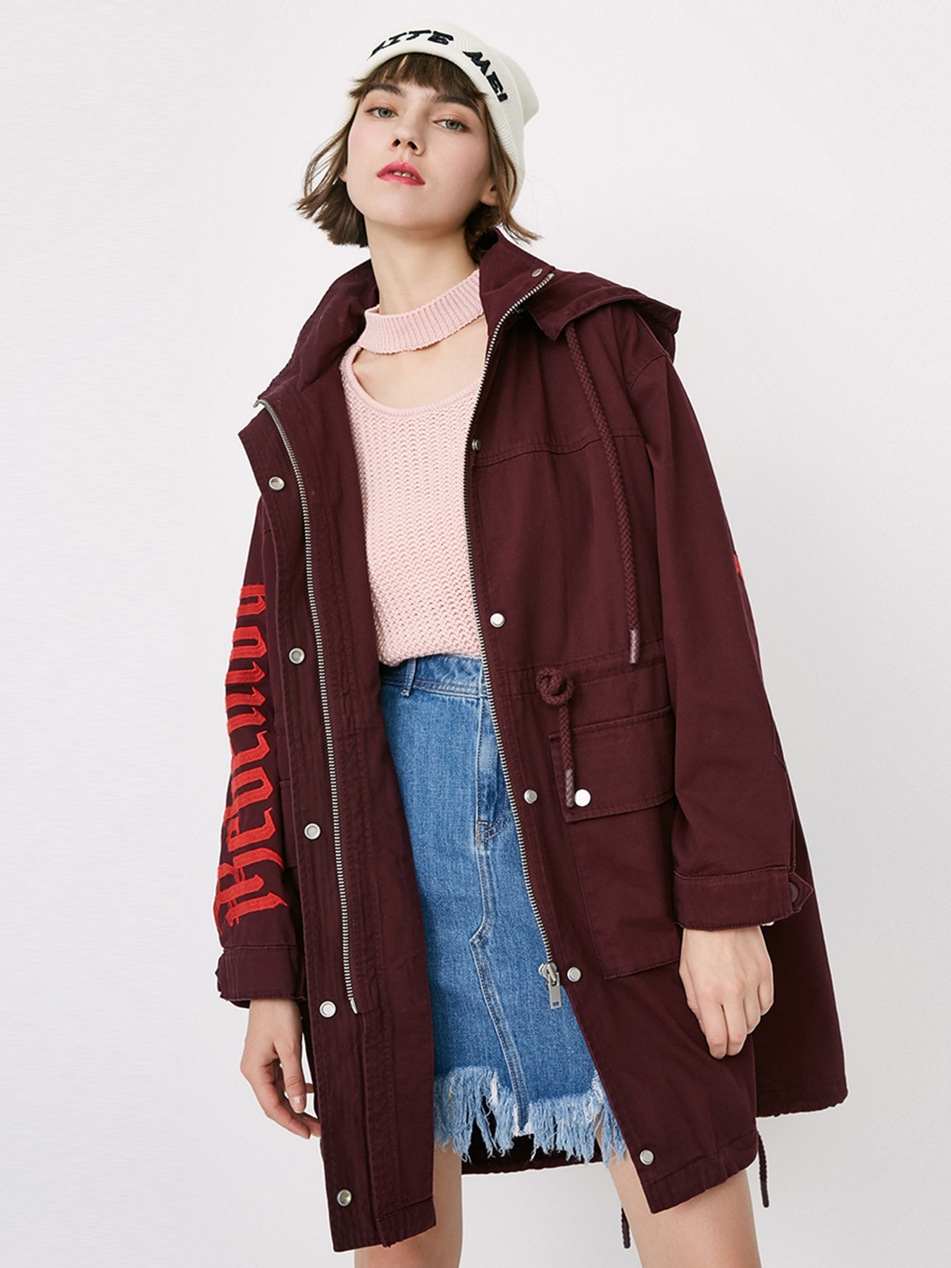 Плащ Only модель 117336546E21_т.бордовий Фото