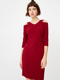 Сукня міді Only модель 117361525F19_бордовий Фото