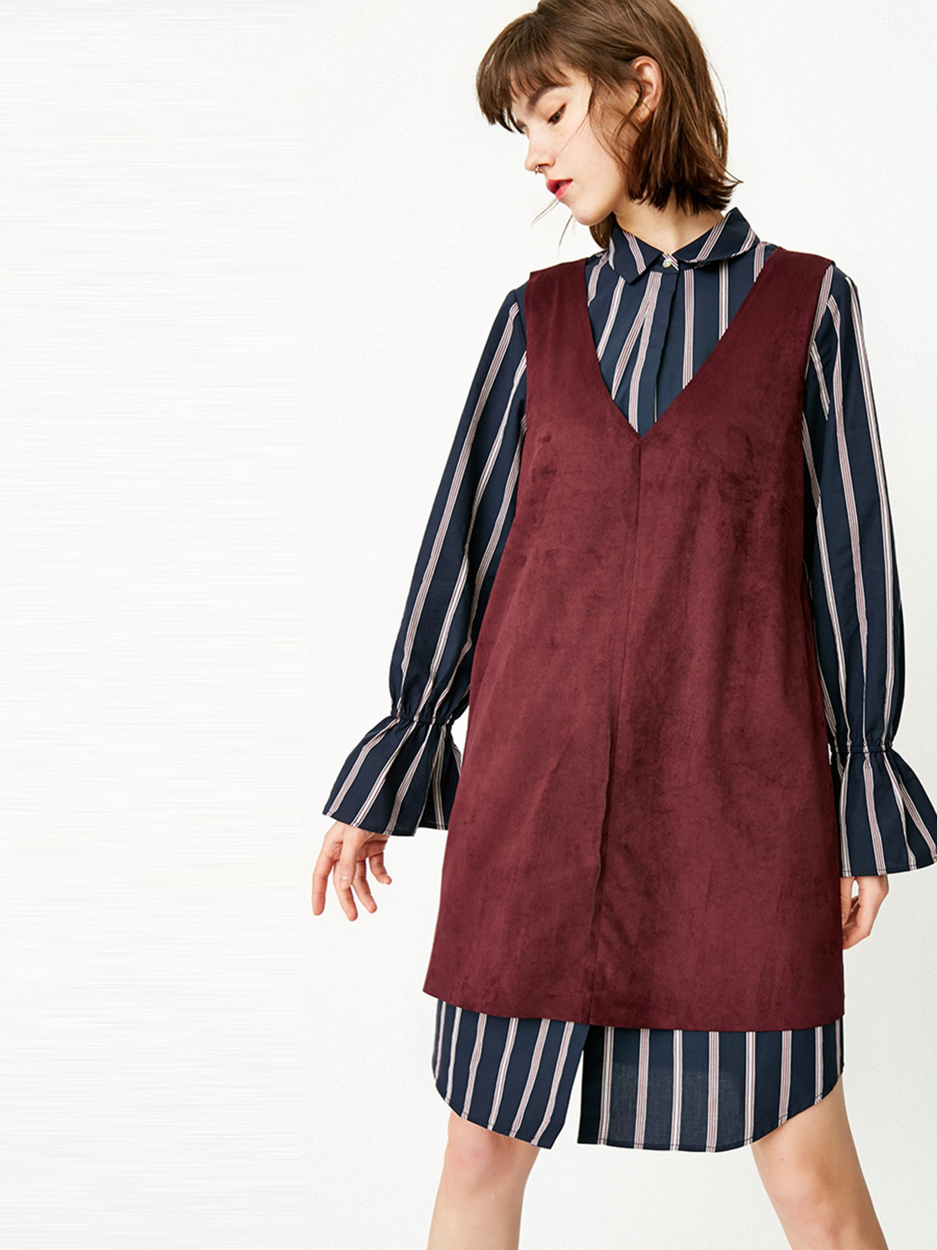 Повсякденний костюм Only модель 118107535E21_бордовий комб. Фото