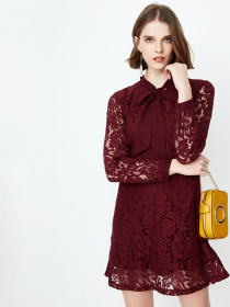 Платье мини Only модель 118107633E17_бордовий Фото