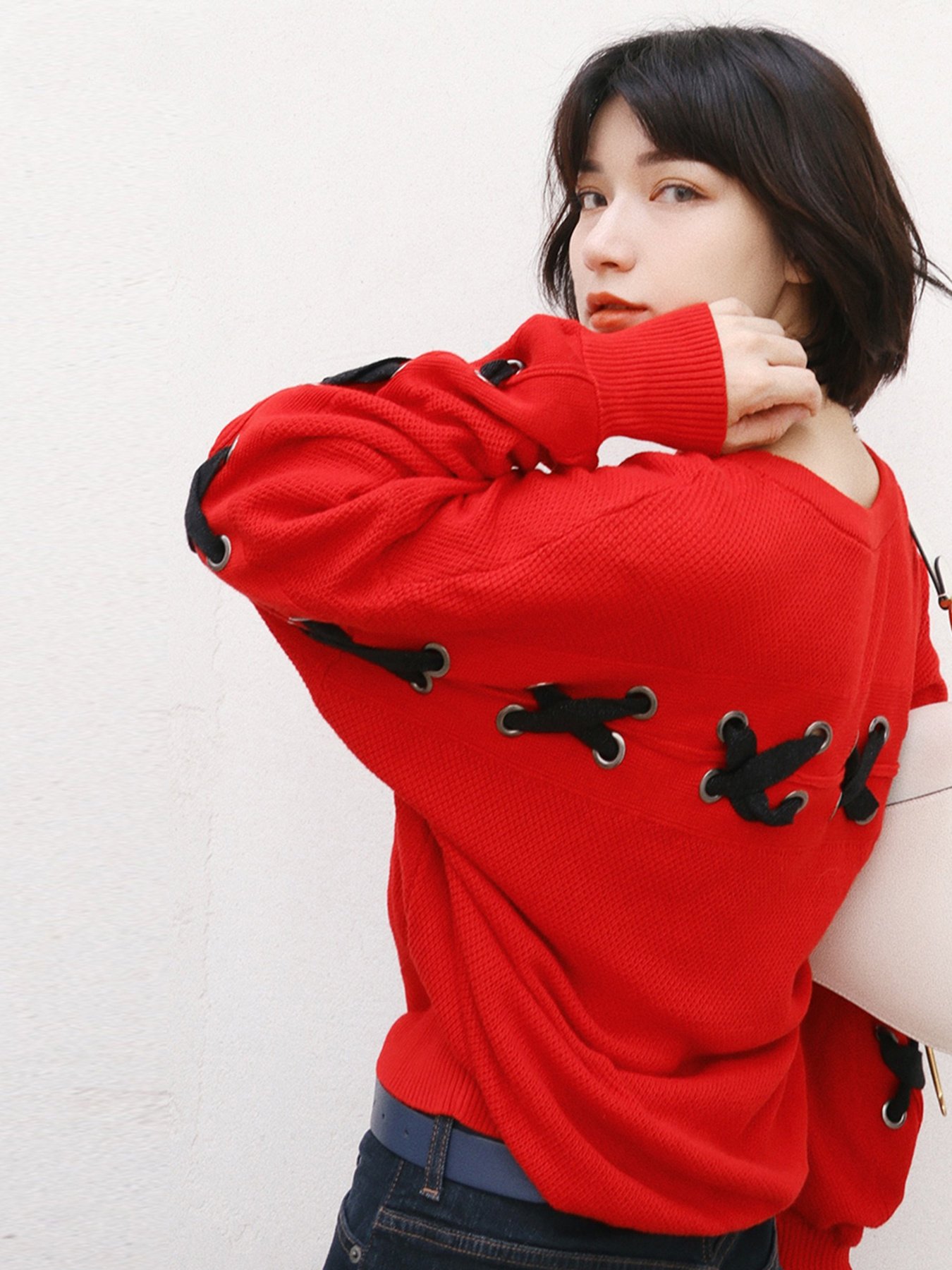 Джемпер Only модель 118324532F16_червоний з чорним Фото