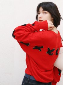 Джемпер Only модель 118324532F16_червоний з чорним Фото