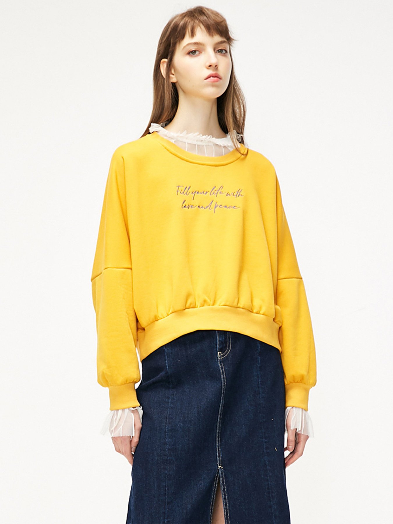 Свитшот Only модель 11919S510D10_т.жовтий комб. Фото