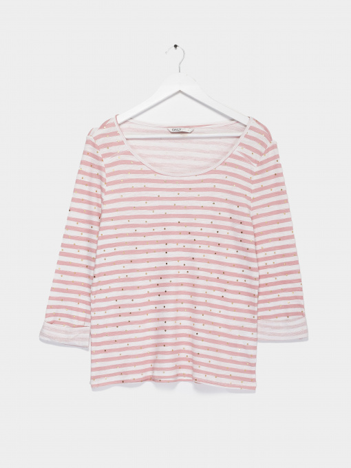 Лонгслів Only модель 15224838_білий з рожевим Фото