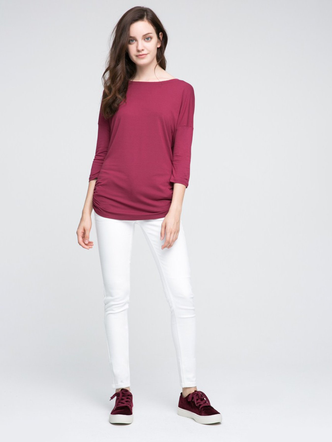 Лонгслив Only модель 11630250407A_бордовий Фото