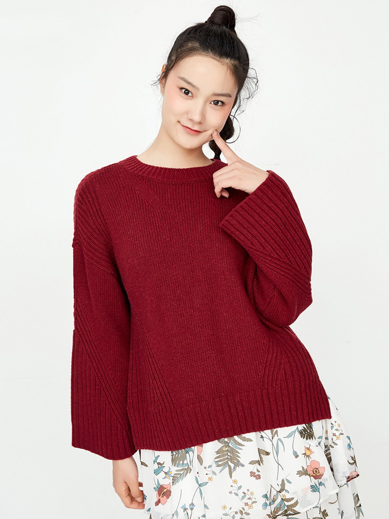 Джемпер Only модель 117313523E17_т.бордовий Фото