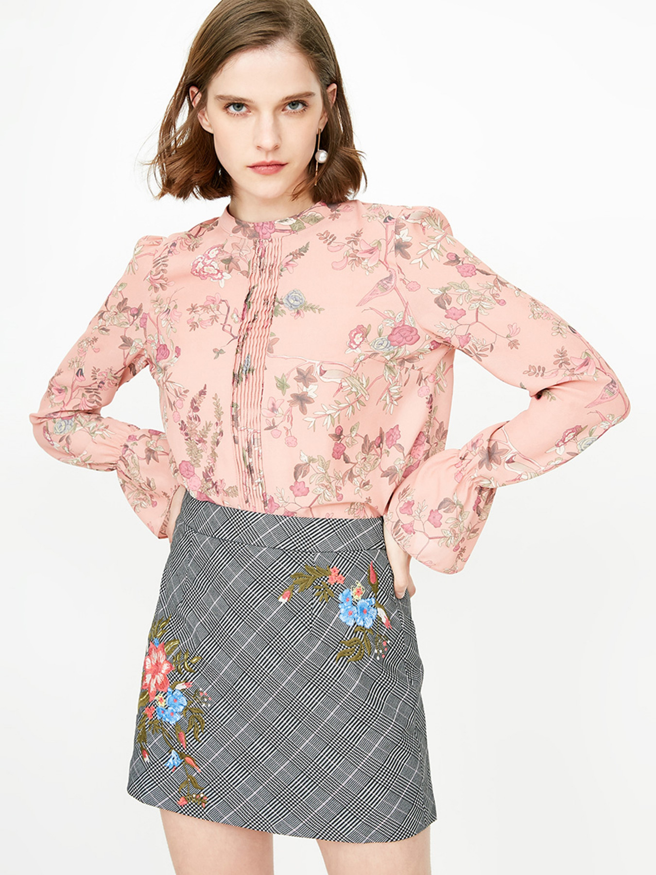 Спідниця міні Only модель 118116542H0K_сірий комб. Фото