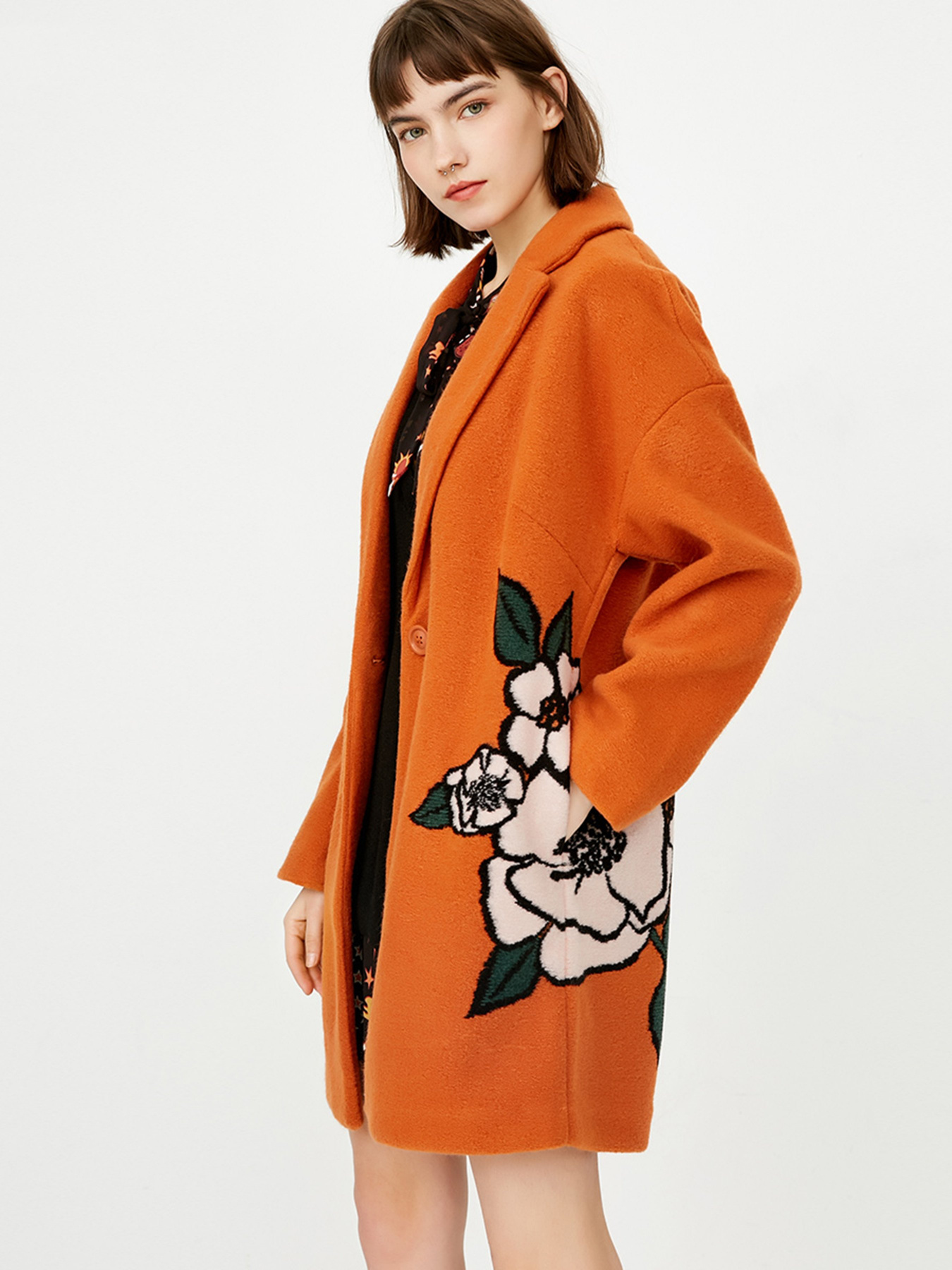 Пальто Only модель 118136504F12_т.помаранчевий комб. Фото