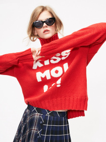 Свитер Only модель 118413518F16_червоний з білим Фото