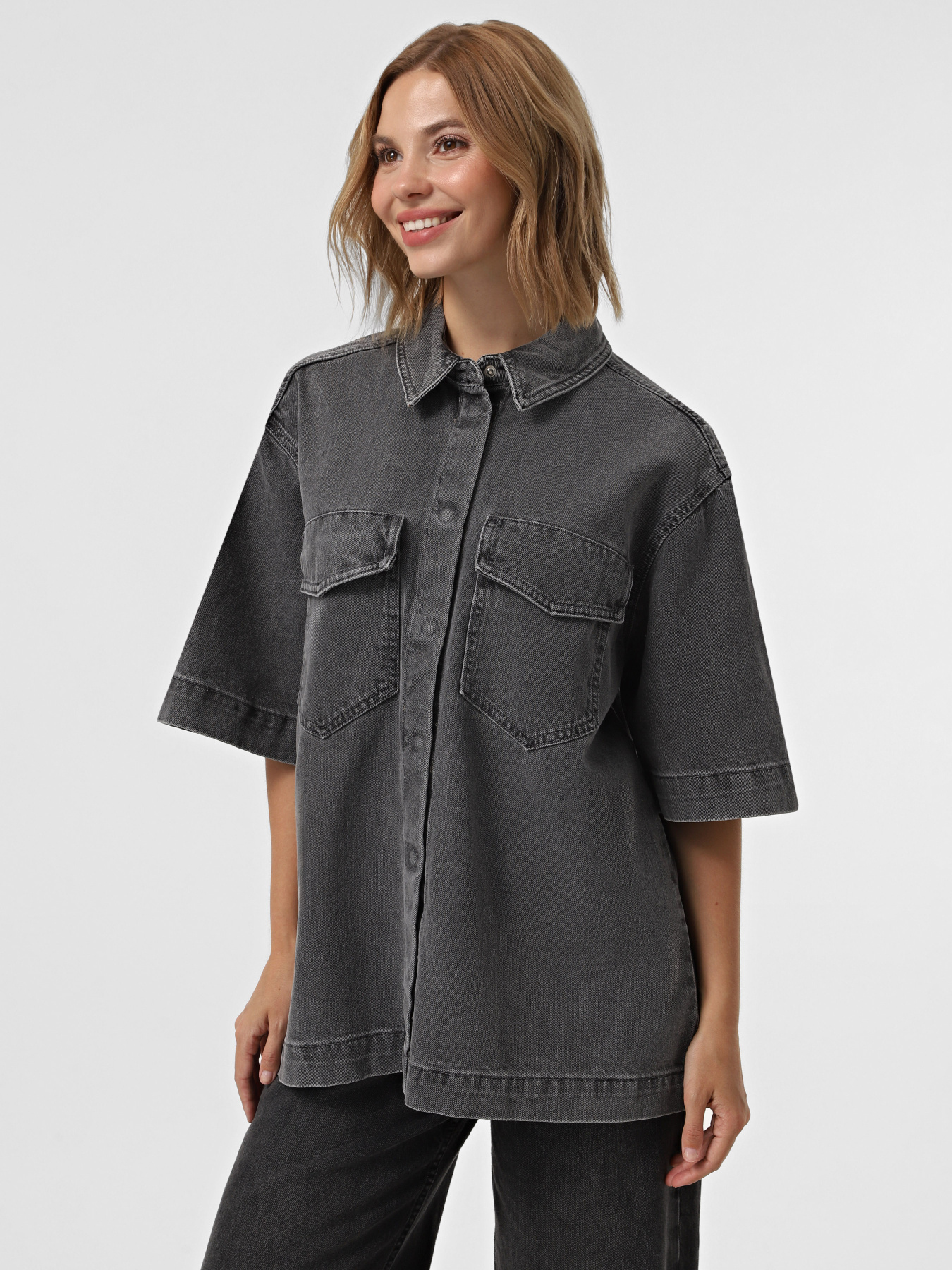 Сорочка Only модель 15295757_Medium Grey Denim Фото