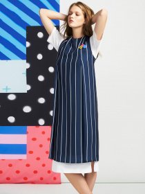 Платье миди Only модель 117107551H32_т.синій комб. Фото