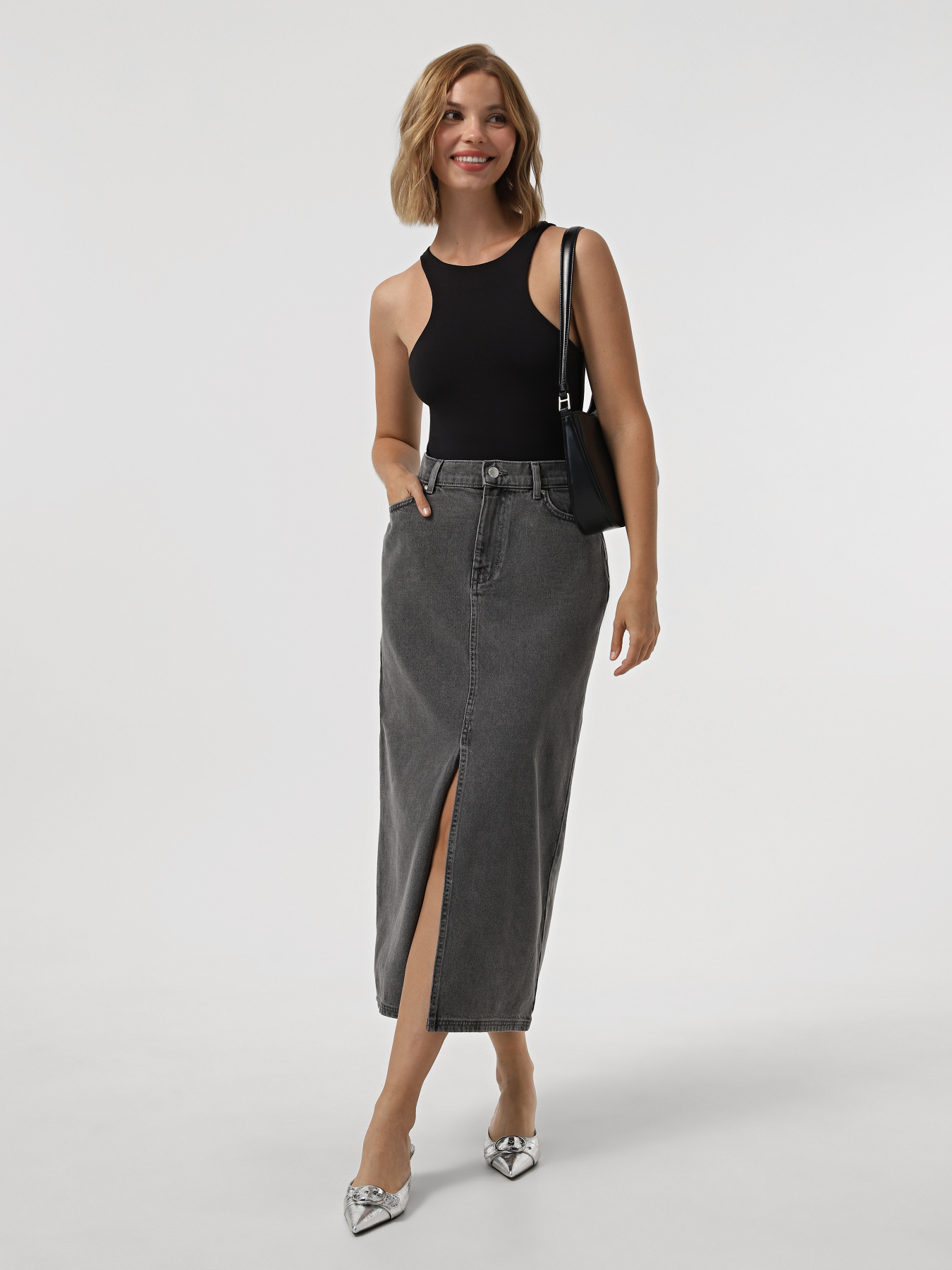 Джинсова спідниця Only модель 15321107_Medium Grey Denim Фото