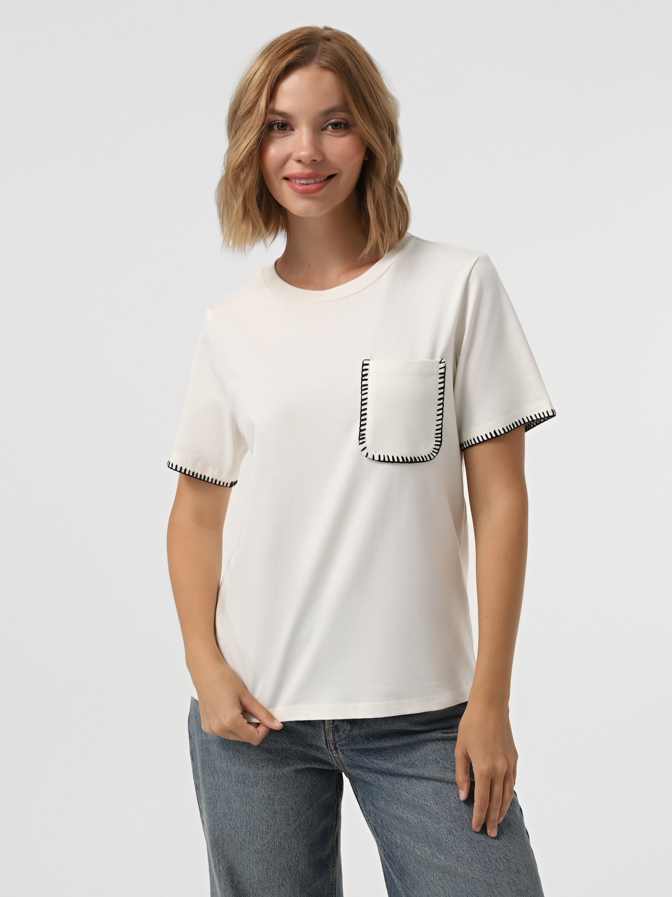 Футболка Only модель 15340871_Cloud Dancer Black Футболка Only модель 15340871_Cloud Dancer Black Фото