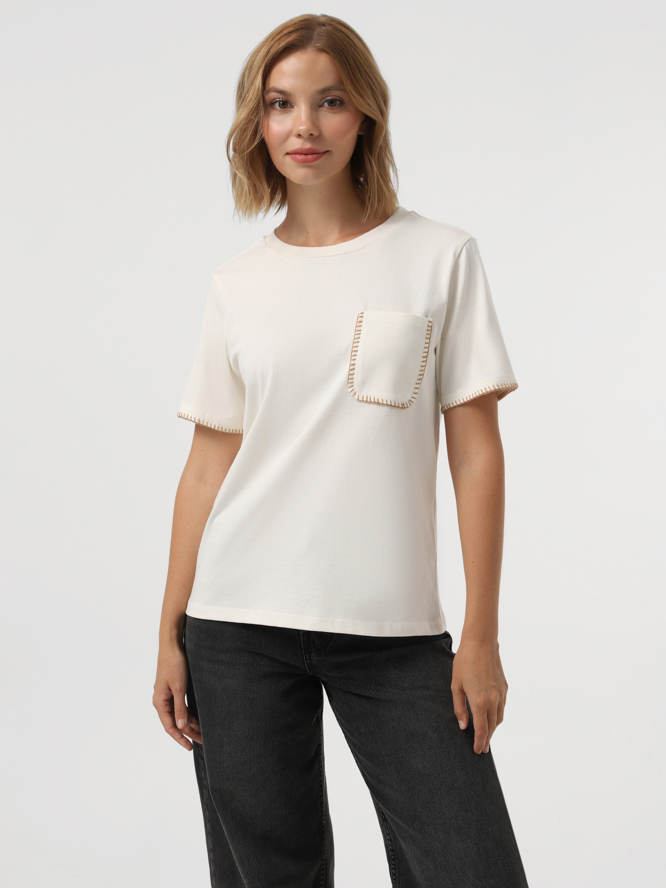 Футболка Only модель 15340871_Cloud Dancer Walnut Футболка Only модель 15340871_Cloud Dancer Walnut Фото